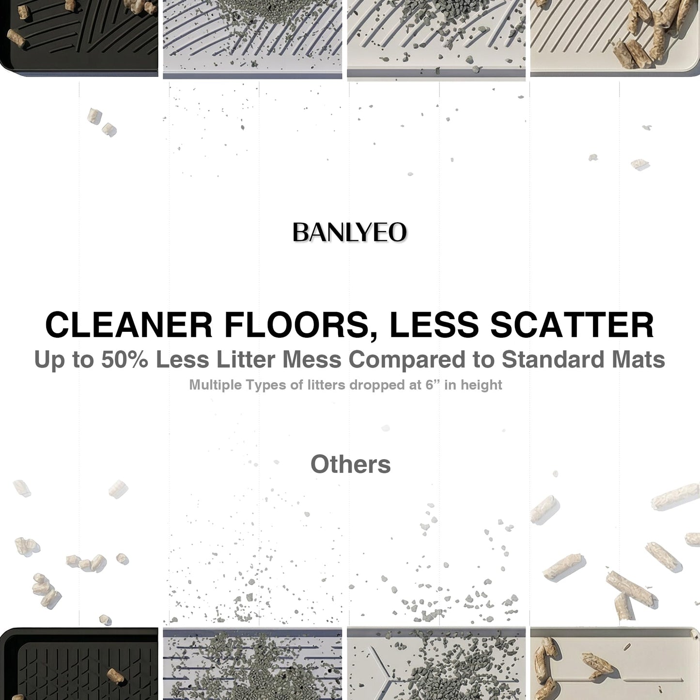 BANLYEO Cat Litter Box Mat - L Large Size 34 x 22 in, Water Proof, Kitty Litter Trapping Mat, Easy to Clean, Scatter Control, Odorless, Pet Supplies for Indoor Cats, Warm Beige