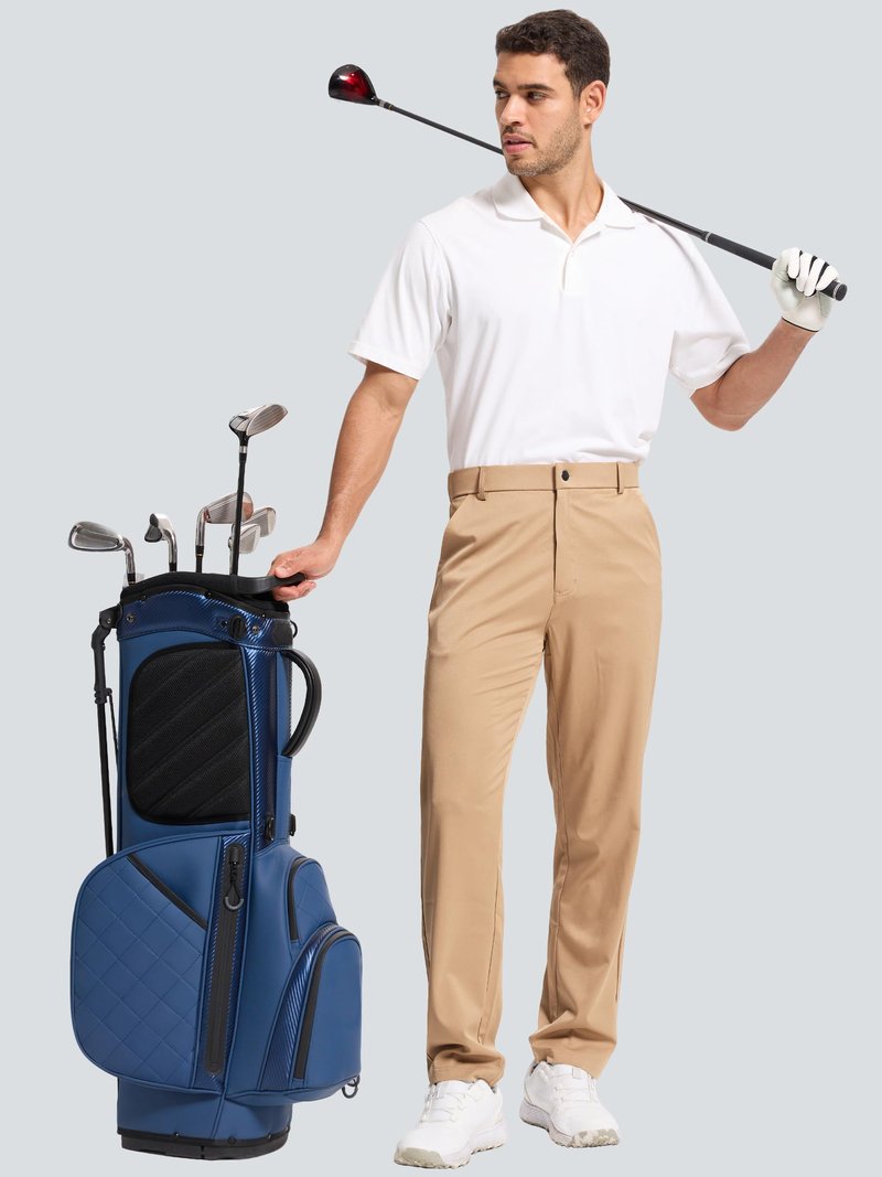 LeapsLion Men's Golf Pants Lightweight Work Dress Pants 34" Stretch Water Resistant Breathable Quick Dry Comfy Business Casual Pants for Men Khaki 33W x 34L