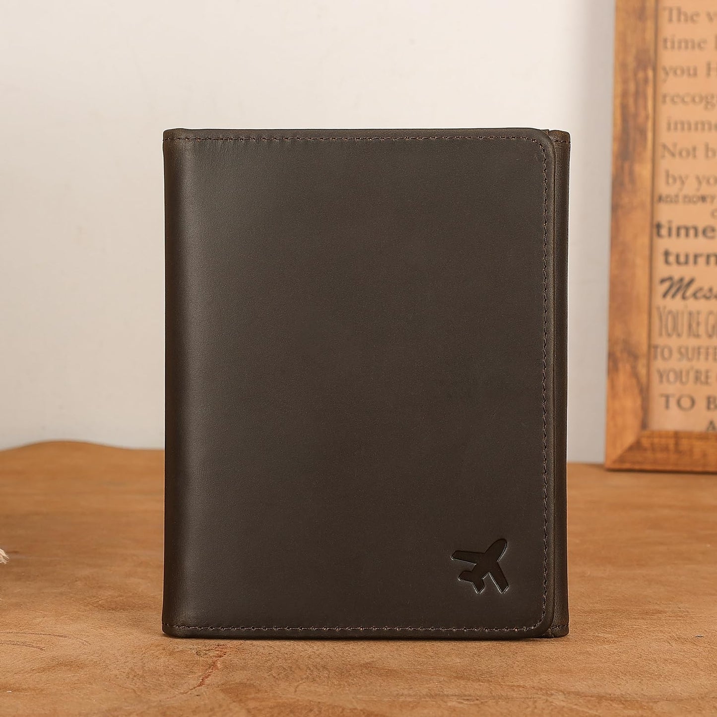 Polare Full Grain Leather Pilot Wallet Passport Holder RFID Blocking Trifold Wallet for Men Travel Cover Document Organizer for Aviation Professionals