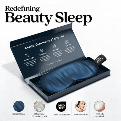 TheSleepGuard Pure Silk Sleep Mask [100% 6A Mulberry Silk, 22 Momme] Light Blocking Travel Essentials. Eye Masks for Sleeping. Black Oeko-Tex Blindfold. Eye Covers for Men & Women