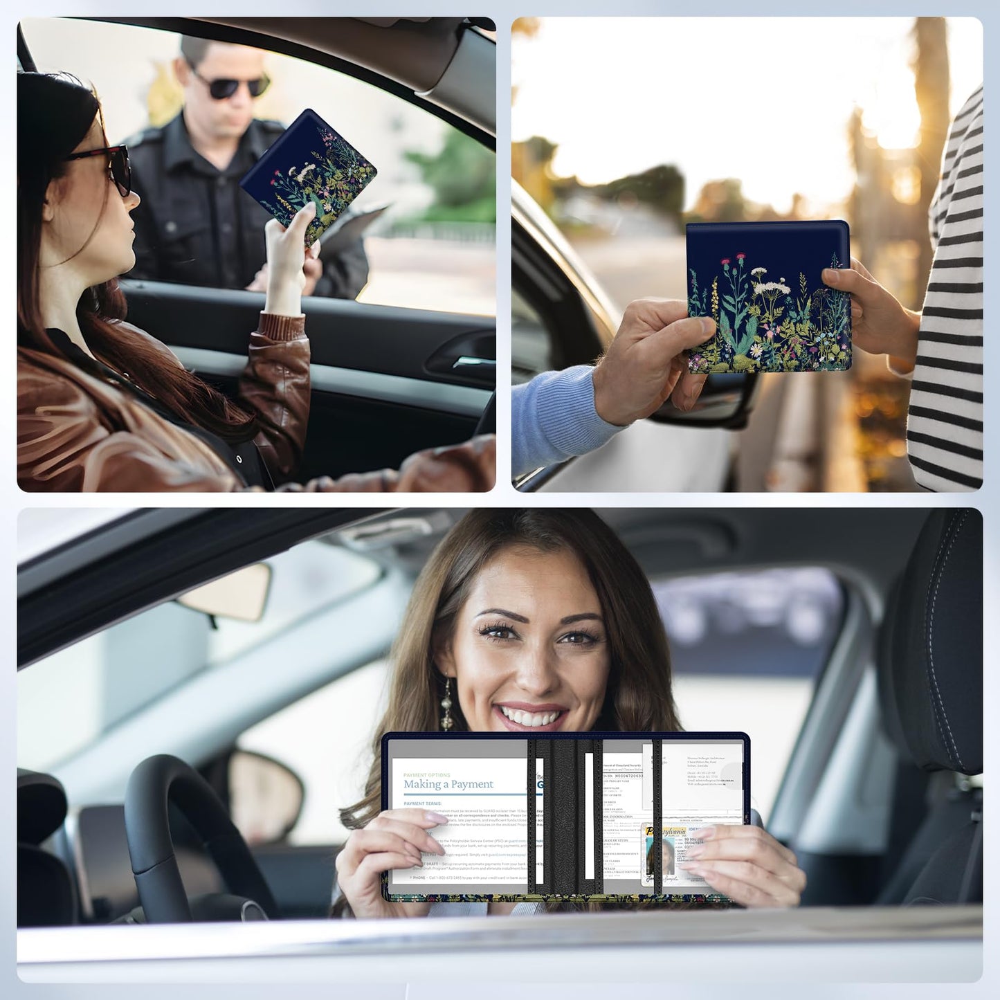 Pisypox Car Registration and Insurance Card Holder，Vehicle Glove Box Car Organizer，Accessories Case for Storing Driving Licences, Cards, Documents