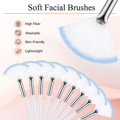 9 Pieces Facial Fan Mask Brushes, Soft Facial Applicator Brushes Tools for Peel Glycolic Makeup for Mud Cream(Champagne)