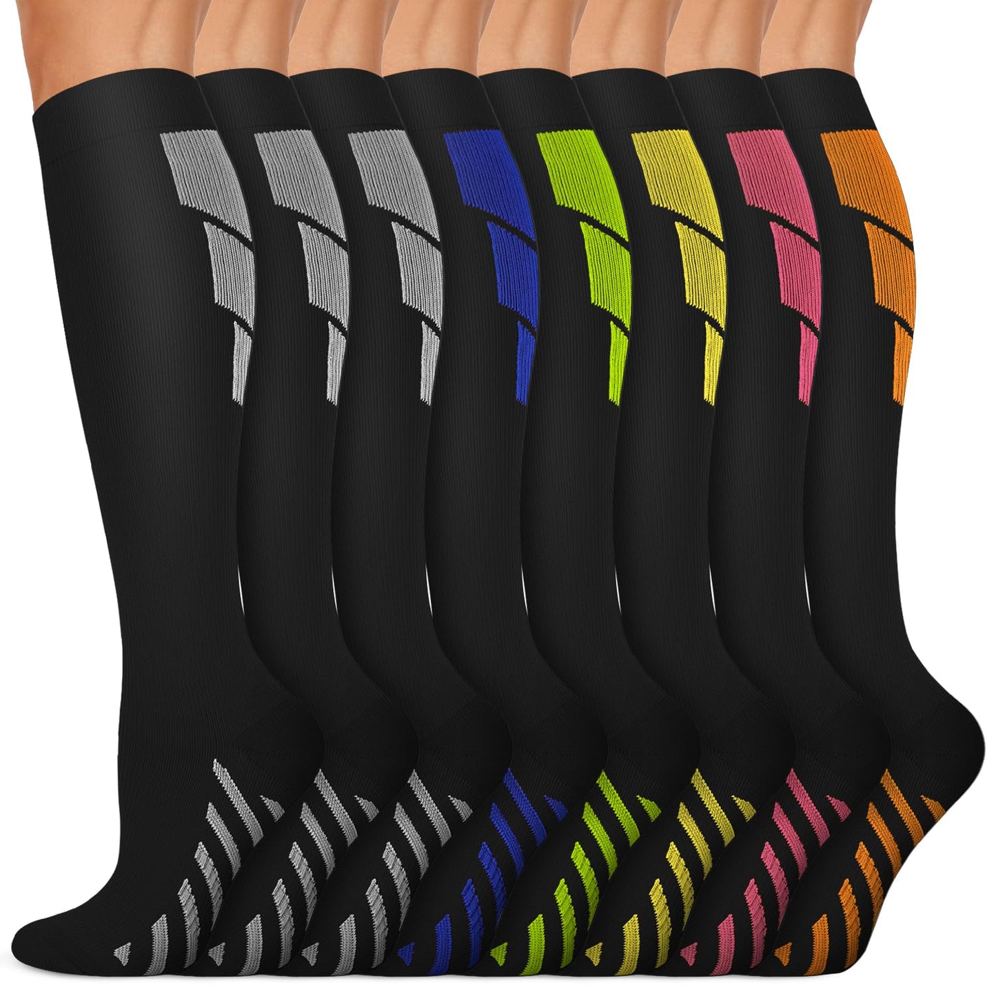 Copper Compression Socks 15-20 mmHg for Men & Women 8 Pairs – Circulation Support for Nurses, Travel, Running, Hiking, Soccer,Gift,Pregnant, Nurses(S/M)
