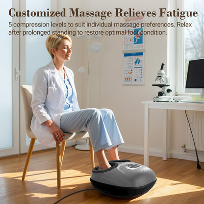 Foot Massager FSA Eligible HSA, Feet Massager with Heat for Plantar Fasciitis Relief, 5 Levels Compression & Vibration Massage for Neuropathy, Christmas Gifts for Women Men, Fits Up to 13"