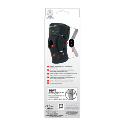 MUELLER Sports Medicine Self Adjusting Hinged Knee Brace for Men and Women, Knee Stabilizer for Compression and Pain Relief Support, Ideal for Arthritis, Sprains, Black, One Size