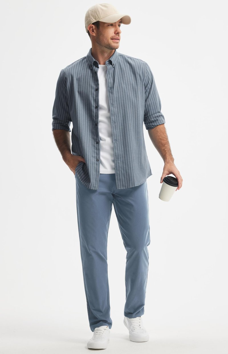 Libin Men's Dress Pants 32" Comfy Business Casual Golf Pants Quick Dry Lightweight Clothing for Men Travel Vocation Work Trousers Water Resistant, Ice Blue, 33W x 32L
