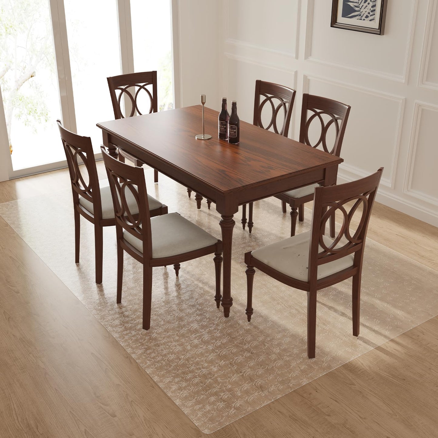 Tydle Clear Floor Mat for Home, 5' × 7' Plastic Area Mat for Living Room, Waterproof Area Rug for Under Dining Table, Large Office Chair Mat for Hard Floors (Clear-Rose)
