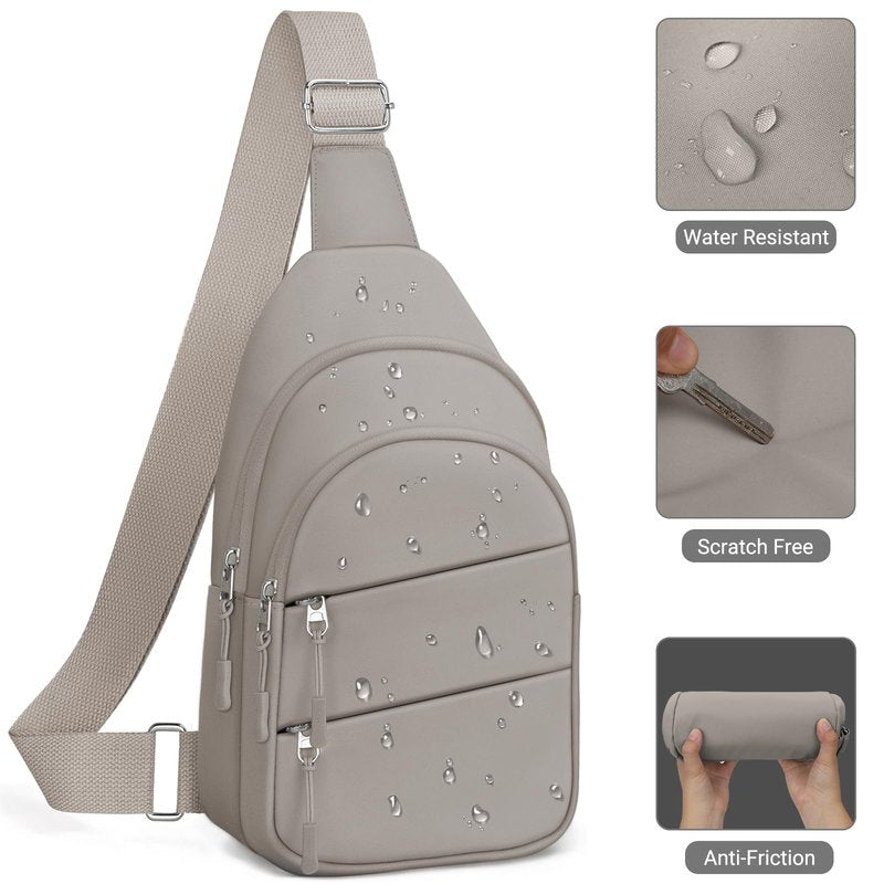 Tuwubi Crossbody Bags for Women, Sling Bag for Men, Small Hiking Backpack Anti Theft Lightweight for Outdoors Travel (M, Khaki)