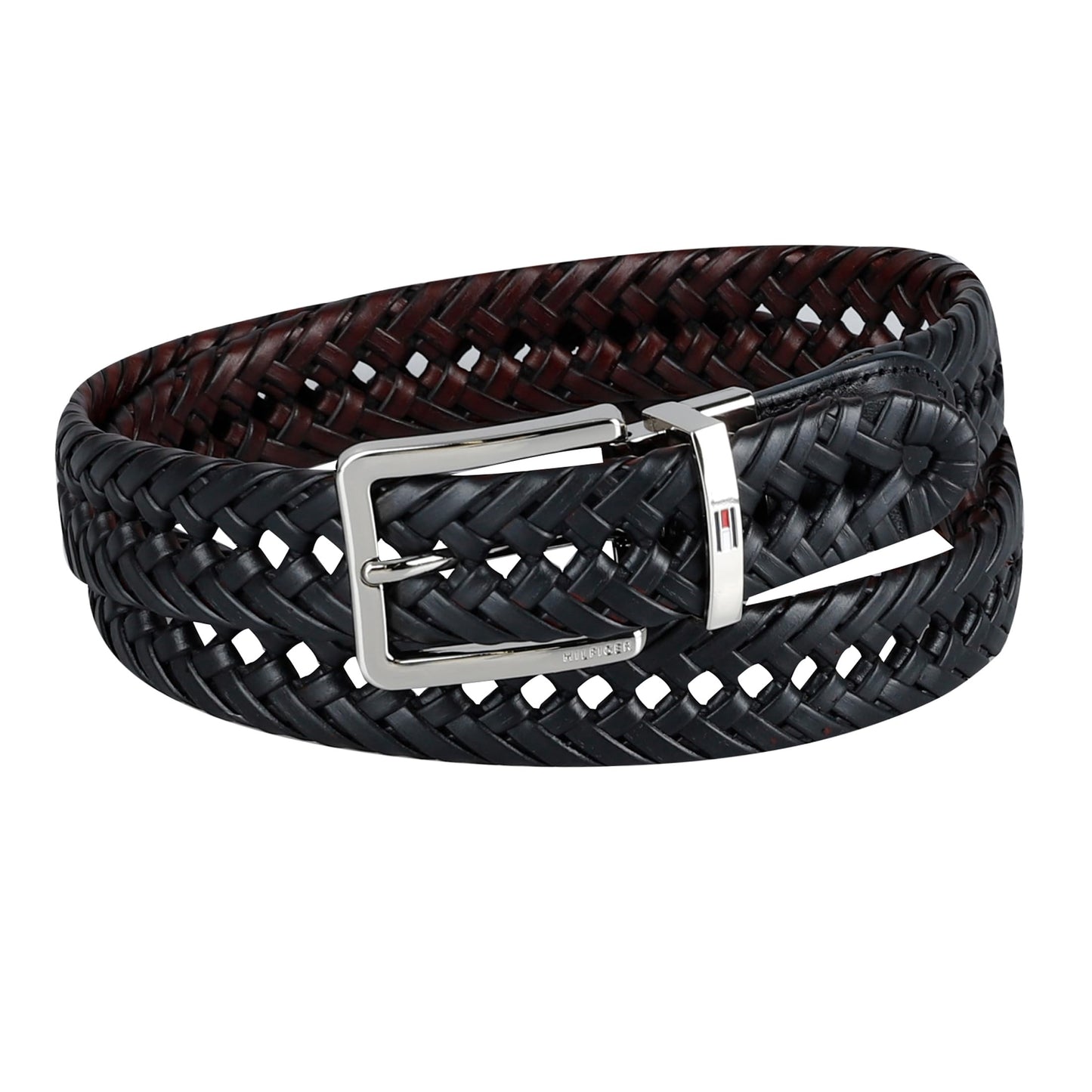 Tommy Hilfiger Men’s 2‑in‑1 Reversible Braided Leather Belt, Fully Adjustable Casual & Dress Style, Black/Brown