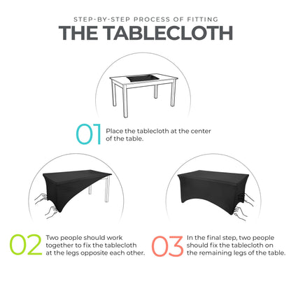 Utopia Kitchen Spandex Tablecloth 2 Pack [6FT, Ivory] Tight, Fitted, Washable and Wrinkle Resistant Stretch Table Cloth Rectangle Cover for Trade Show, Weddings & Parties [72Lx30Wx30H Inch]