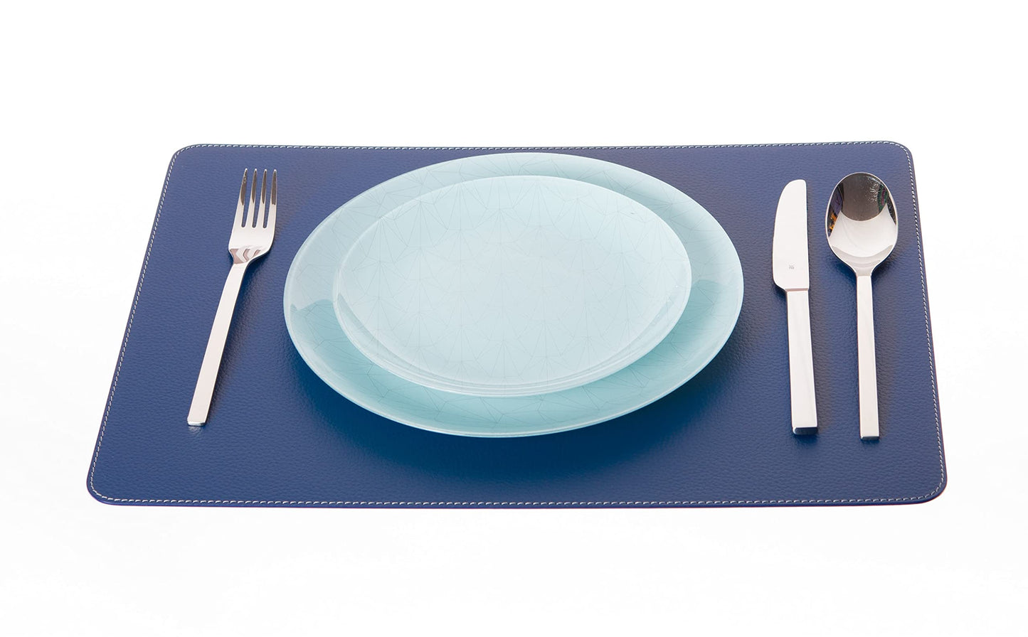 Nikalaz Set of 6 Placemats Made of Recycled Leather (18"x13", Blue)