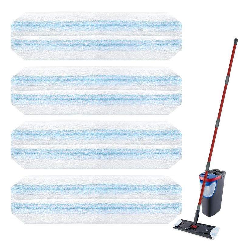 Jikefa 4 Pack Mop Replacement Pads: Compatible with O Ceda H2prO Flat Mop System, Microfiber Mo p Head Replacements, Flat Floor Mop, Washable & Reusable Pad Refills