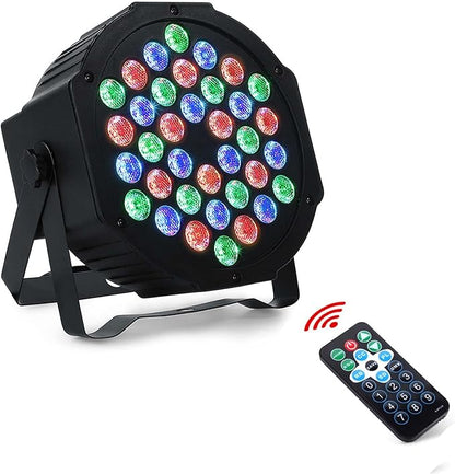Dj Lights, 1 Pack 36 LED Par Lights Stage Lights with Sound Activated Remote Control & DMX Control, Stage Lighting Uplights for Wedding Club Music Show Christmas Holiday Party Lighting