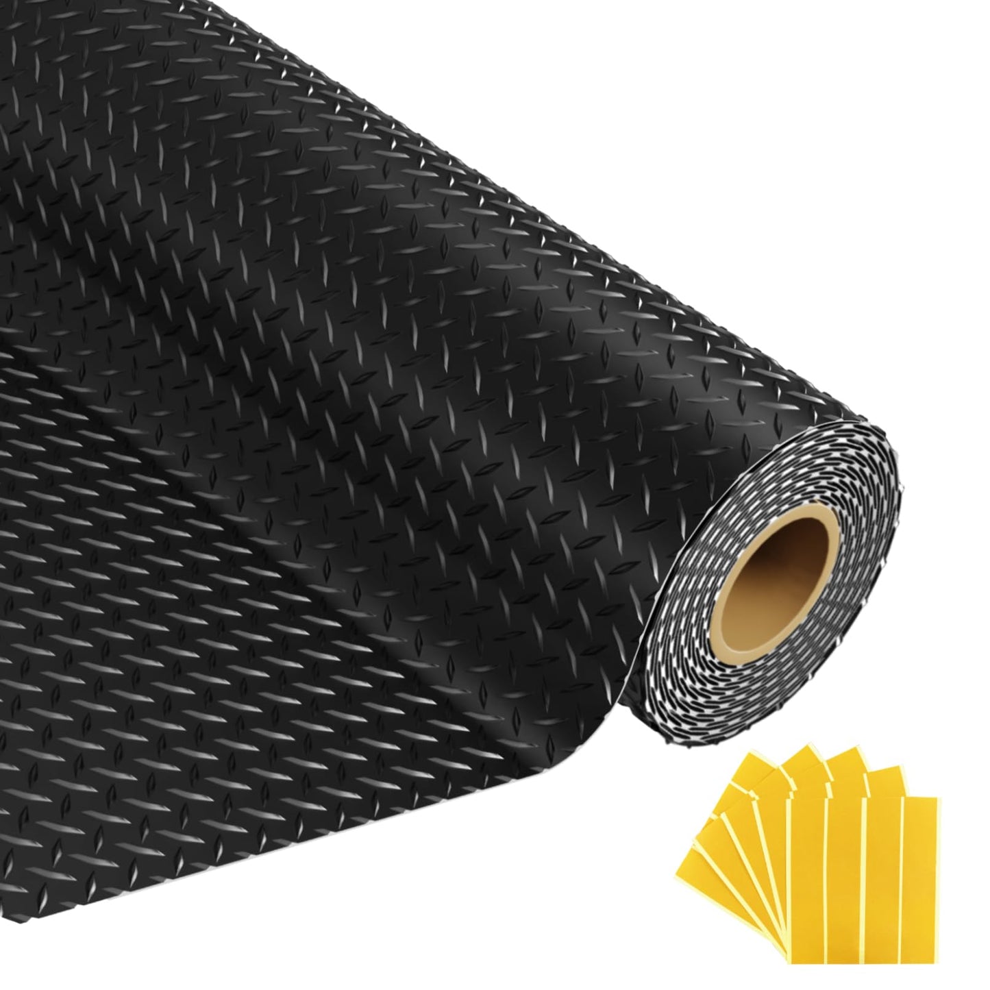 Grandroad auto 8x20 FT Garage Floor Mat, 2.8mm Thickened Flooring Roll for Under Car Diamond Plate PVC Rubber Mat with 20 Pcs Tapes, Non-Slip Floor Mat for Garage, Warehouse, Gyms, Trailer, Black