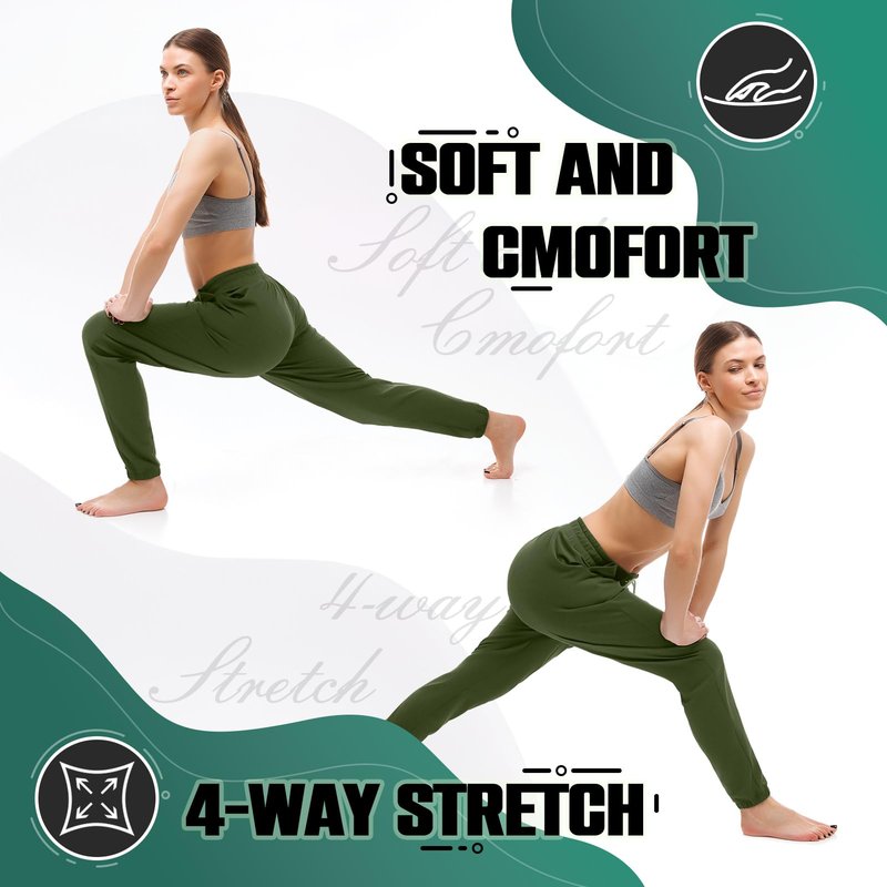 Walifrey Womens Joggers with Pockets, Drawstring Sweatpants Women for Lounging Jogging Gym and Workout OliveGreen,1 Pack OliveGreen XL