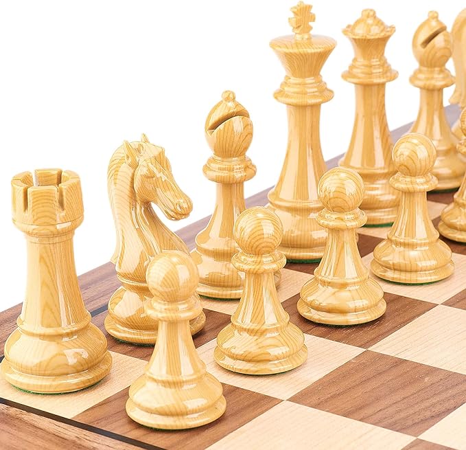 AMEROUS High Polymer Weighted Chess Pieces with 4.25'' King - 2 Extra Queens - Gift Package Standard Tournament Chessmen for Chess Board or Replacement of Missing Pieces (Chess Pieces Only)