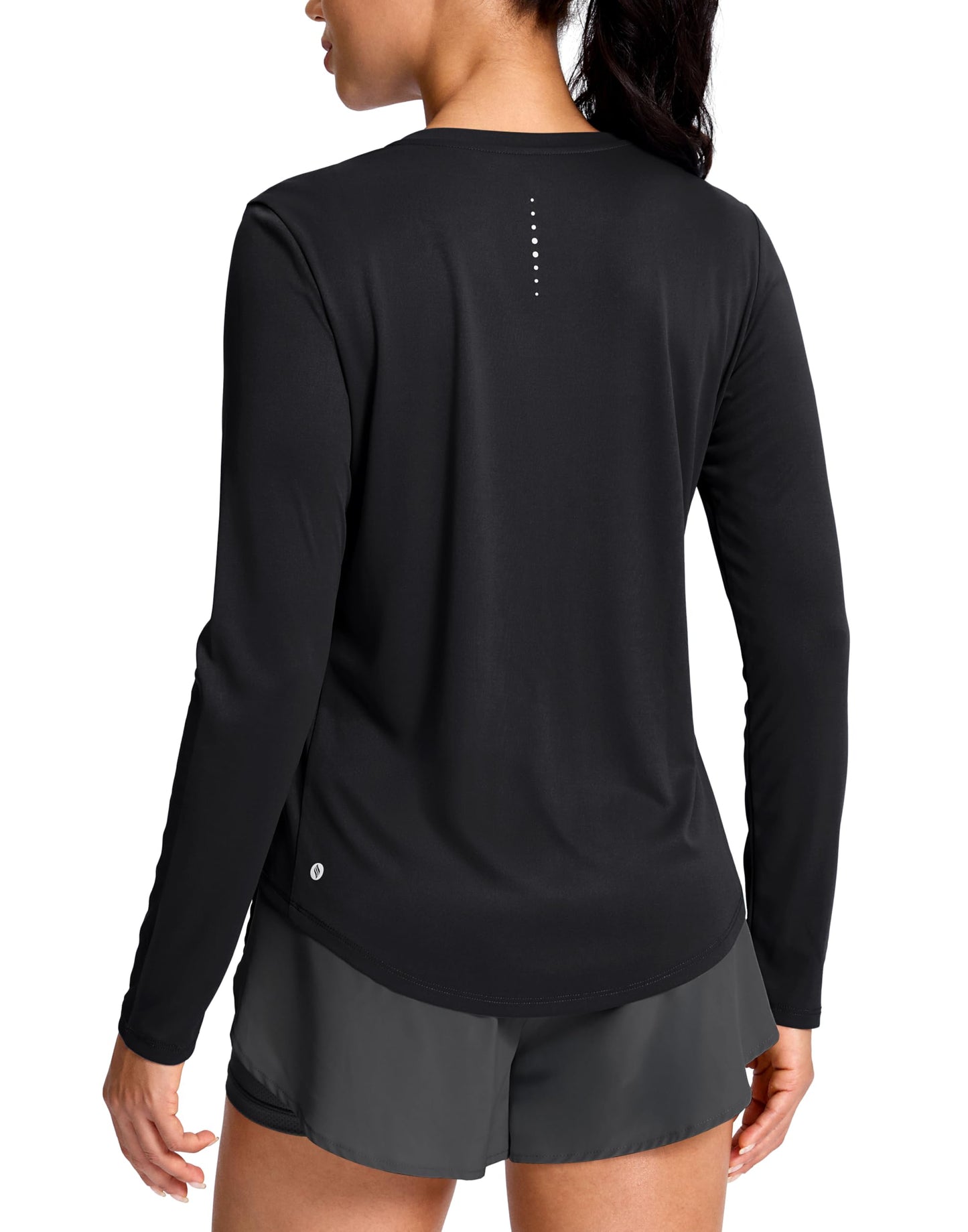 SANTINY Lightweight Long Sleeve Workout Tops for Women Breathable Yoga Gym Athletic Running Hiking Top UPF 50+ Sun Shirts (Black_M)