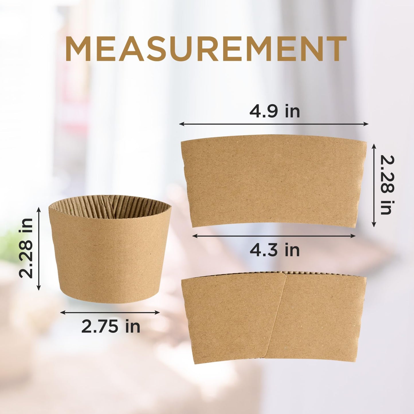 Vplus 200 Pack Disposable Coffee Sleeves, Fits 10-24 oz Cups, Brown, Paper, 200 Count