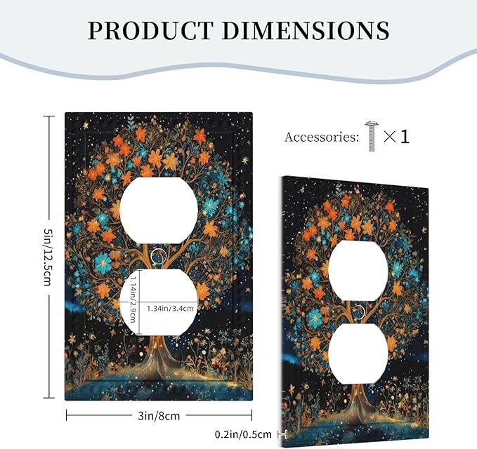 Magical Life Tree in Night Sky Light Switch Cover 1 Gang Outlet Plate Single Duplex Wall Plate Covers Decorative Switchplate Covers Electrical Faceplate for Home Living Decor