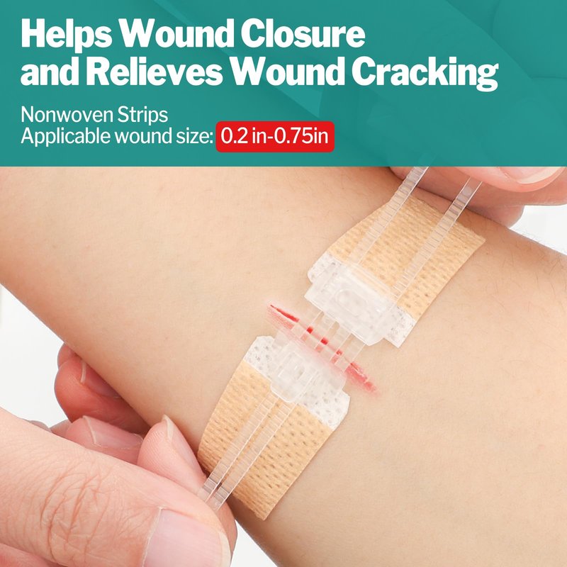 AZEN 28 Pack Wound Closure Strips, 3 Types Butterfly Bandages, Emergency Laceration Closure Kit, Repair Wounds Without Stitches, Quick Clot Zip Stitch Wound Closures Device
