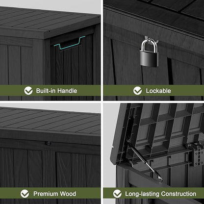 150GAL Black Large - Capacity Outdoor Deck Box with Lockable Compartment – Waterproof, SGS - Shielded UV Resistance, Ideal for Storing Large Patio Furniture Sets & Seasonal Decor
