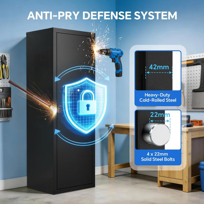 MSYCOST 8-10 Gun Rifle Safe for Home Security, Gun Safe for Rifles and Pistols - Quick Access Digital Keypad | Easy Assembly Gun Safe with Adjustable Shelves (Fits Shotguns & Ammo)
