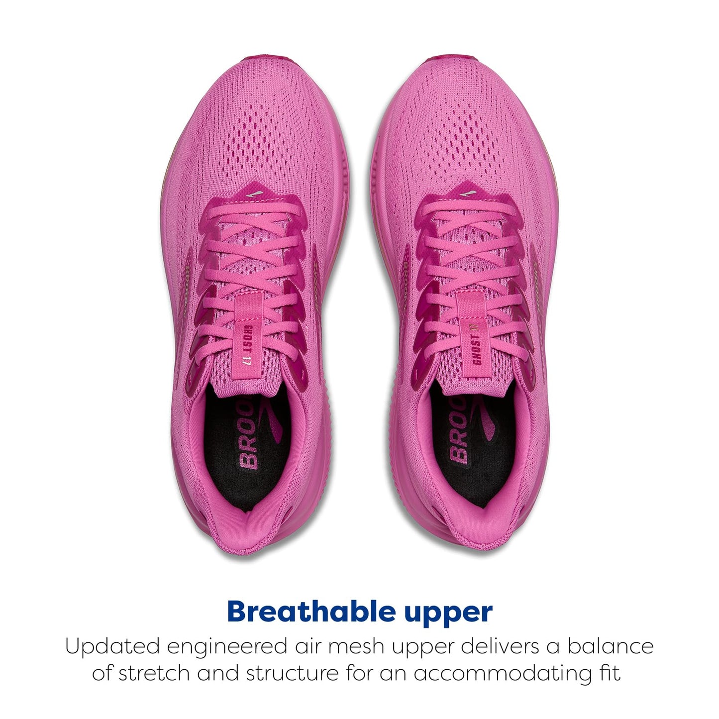 Brooks Women’s Ghost 17 Neutral Running Shoe - Pink/Fuchsia/Gold - 10 Medium