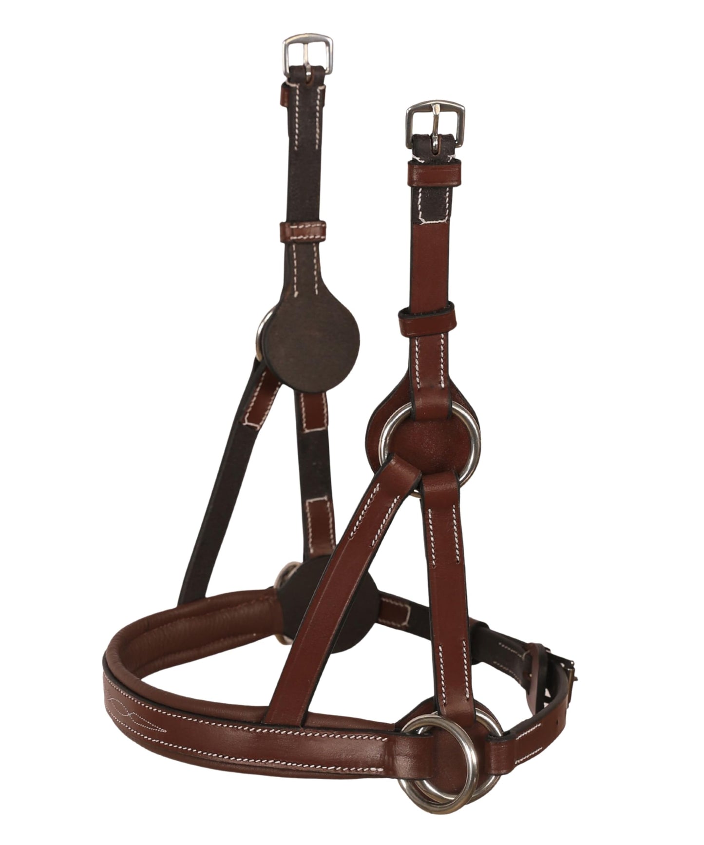 Exion ‘Astra’ Sidepull Bitless Bridle for Horses – Fancy Stitched Padded Leather with Anti-Pressure Crown, Rubber Reins, Stainless Hardware – Black, Brown, Oak | Cob, Full, Oversize, Pony