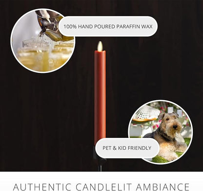 Luminara - Flameless Battery Operated Taper Candle - Burnt Orange - Pack of 1-1x9.5 - LED Flickering Flame - Realistic Safe for Home Kids and Pets