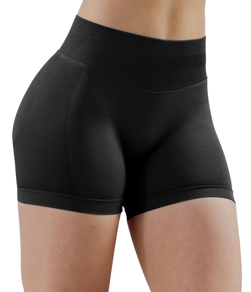 Unthewe Womens Workout Seamless Scrunch Butt Lifting Shorts High Waisted Tummy Control Gym Yoga Shorts(U516-Black-M)
