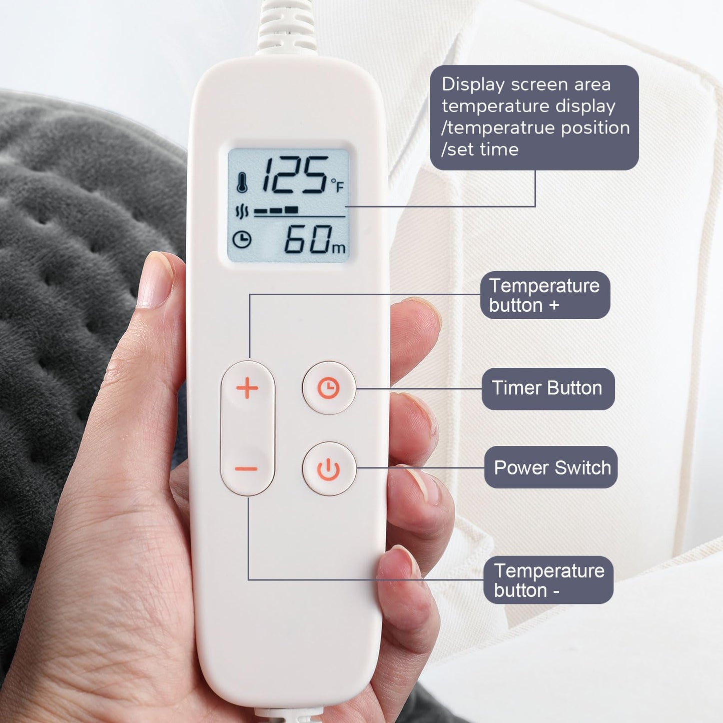 VAAGHANM Heating Pad: 33 x 17 inches Electric Heating Pad for Back Pain Relief -Extra Large Heat Pad for Shoulder/Neck/Cramp/Menstrual Pain - Upgraded 6 Timer & 6 Temperature Controller