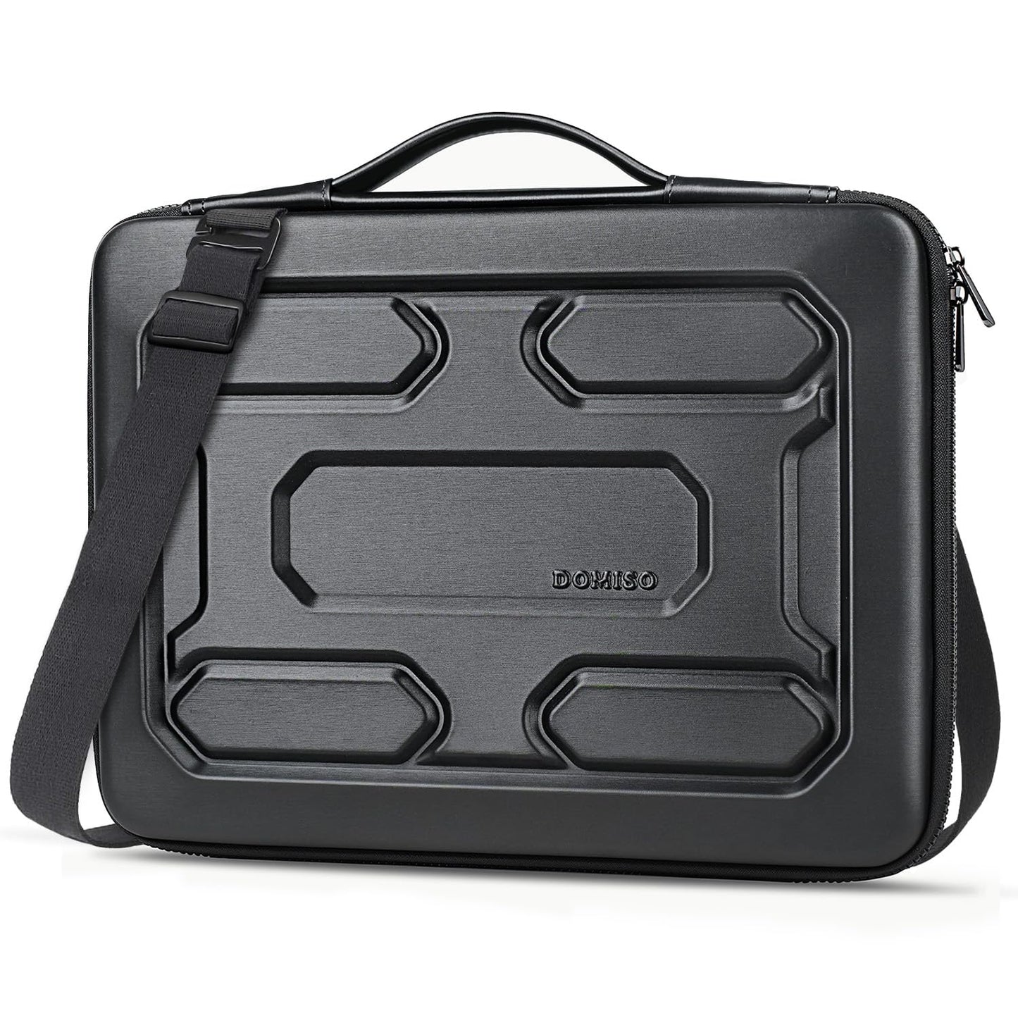 DOMISO 15.6 inch Laptop Sleeve Shoulder Bag Shockproof Computer Bag Waterproof EVA Protective Carrying Case for 15.6" Lenovo Yoga 720 IdeaPad 310 320 ThinkPad T570/Dell Inspiron 15/HP Envy 15, Black