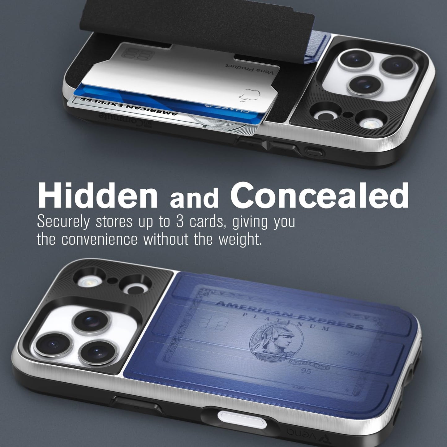 VENA vCommute for iPhone 17 Pro Max Wallet Case, [Military Grade Drop Protection] Flip Leather Cover Slot Card Holder with Kickstand - Blue