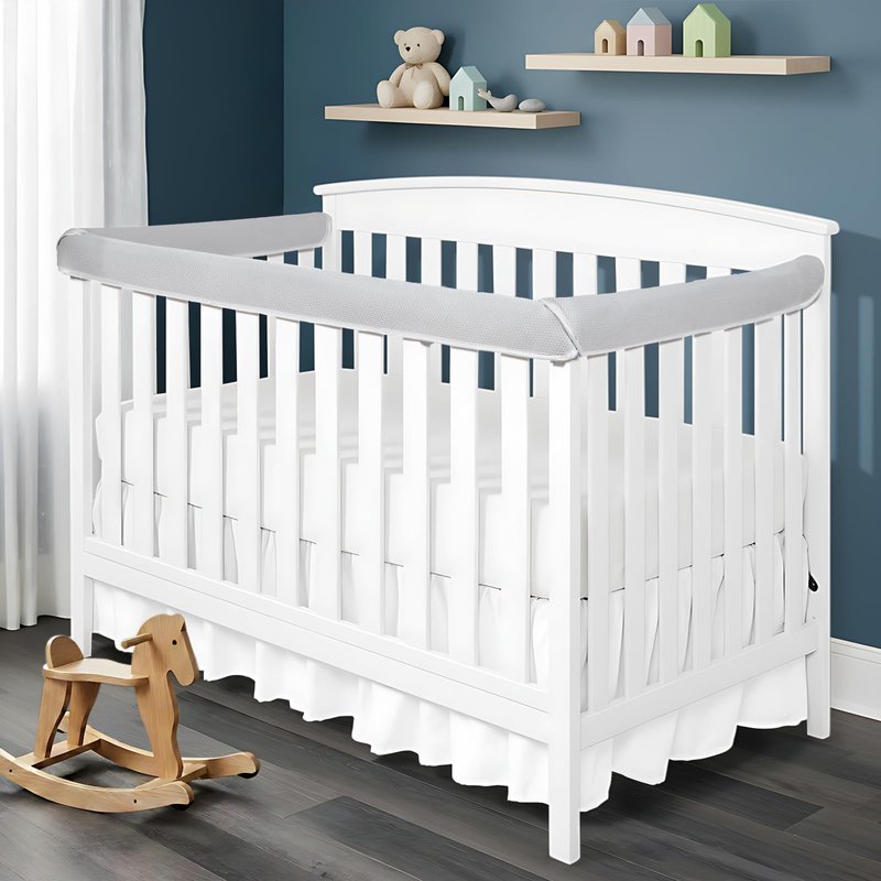 AOTSTND Crib' Rail Covers for Teething,Liner Sets,Anti-Collision |- Easy Install (Gray-01)