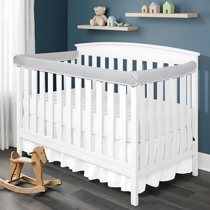 AOTSTND Crib' Rail Covers for Teething,Liner Sets,Anti-Collision |- Easy Install (Gray-01)