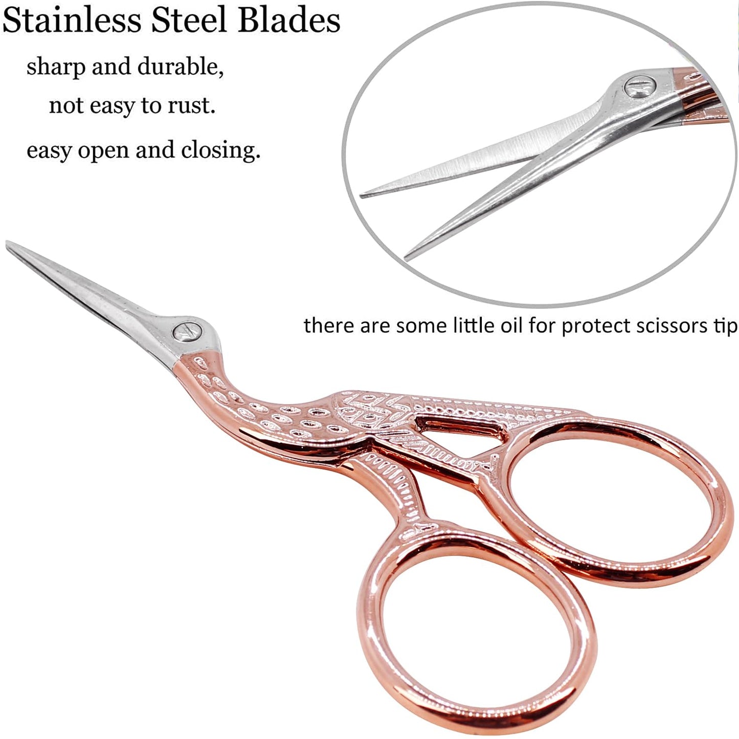 BIHRTC 3.6 Inch Embroidery Scissors Small Precision Embroidery Scissors Stainless Steel Crafting Shears for Needlework Threading Sewing Handcraft Crochet Artwork DIY Tools