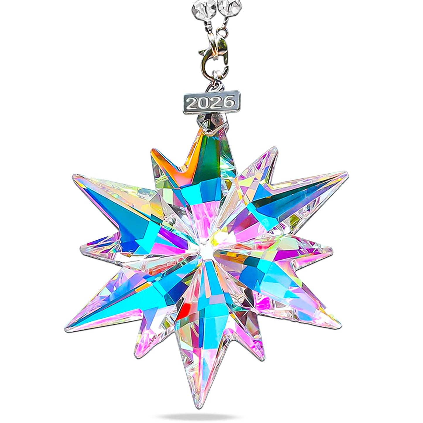 2026 Annual Christmas Ornaments Crystal Snowflake Star, Sparkly Crystal Ornaments for Christmas Tree, Beautiful Christmas Ornaments for Women Girls