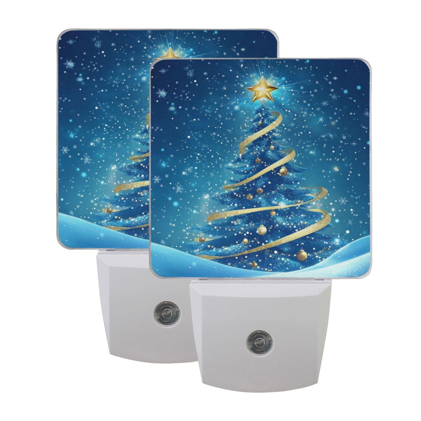 Aslsiy Night Light for Kids Blue Snow Christmas Tree Plug in Wall Lamp LED Dusk to Dawn Sensor Energy Saving Nightlight for Boys Girls Men Women