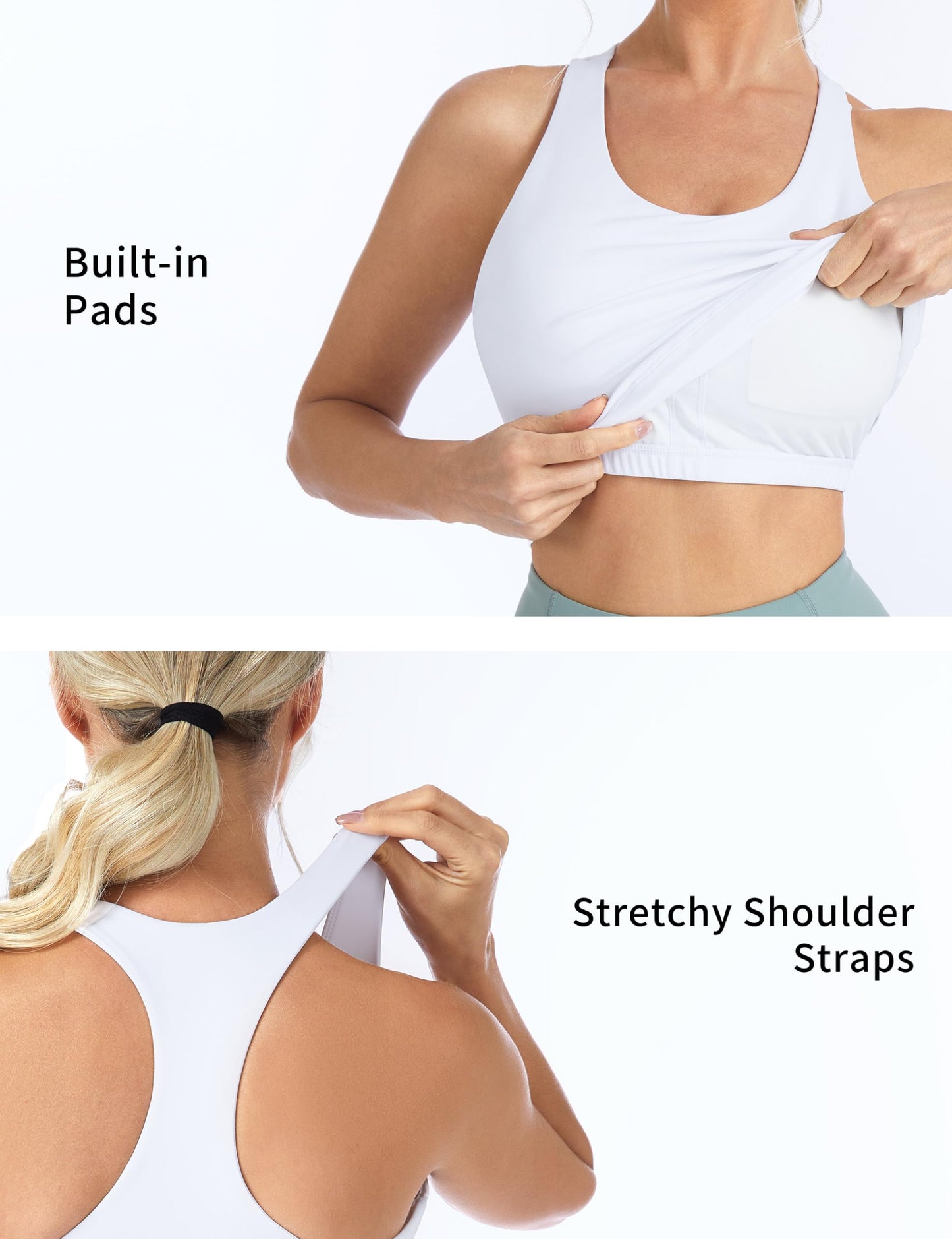 THE GYM PEOPLE Women's Longline Sports Bra Racerback Tank Tops Built-in Bra