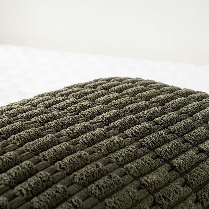 Fancy Homi Olive Green Long Body Lumbar Decorative Throw Pillow Covers 14x36 Inch for Bed Couch Bedroom, Soft Corduroy Rectangle Solid Pillow Case 35x91 cm, Rustic Farmhouse Boho Room Decor