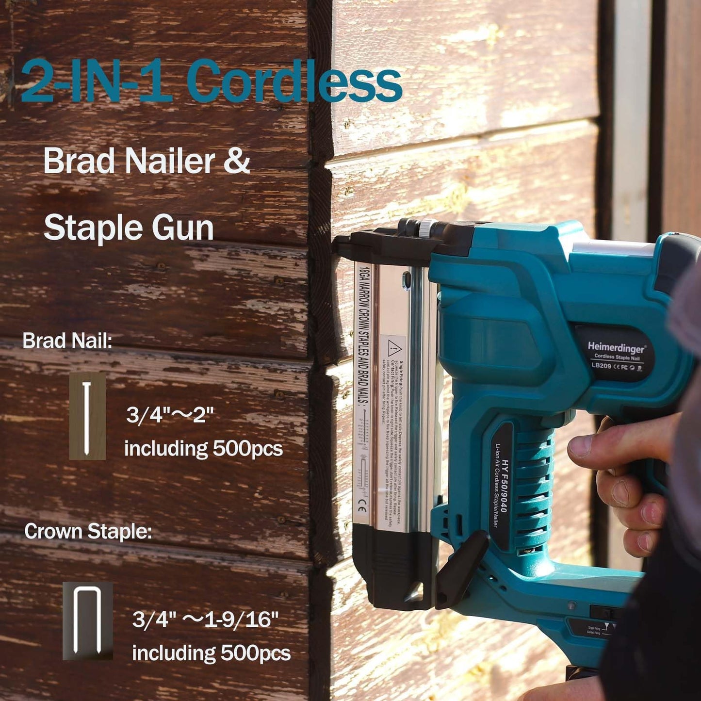 Cordless 2 Inch Brad Nailer Compatible with Makita 18V Battery,2-in-1 18GA Nail Gun Staple Gun with 1000pcs Nails for Woodworking,Upholstery
