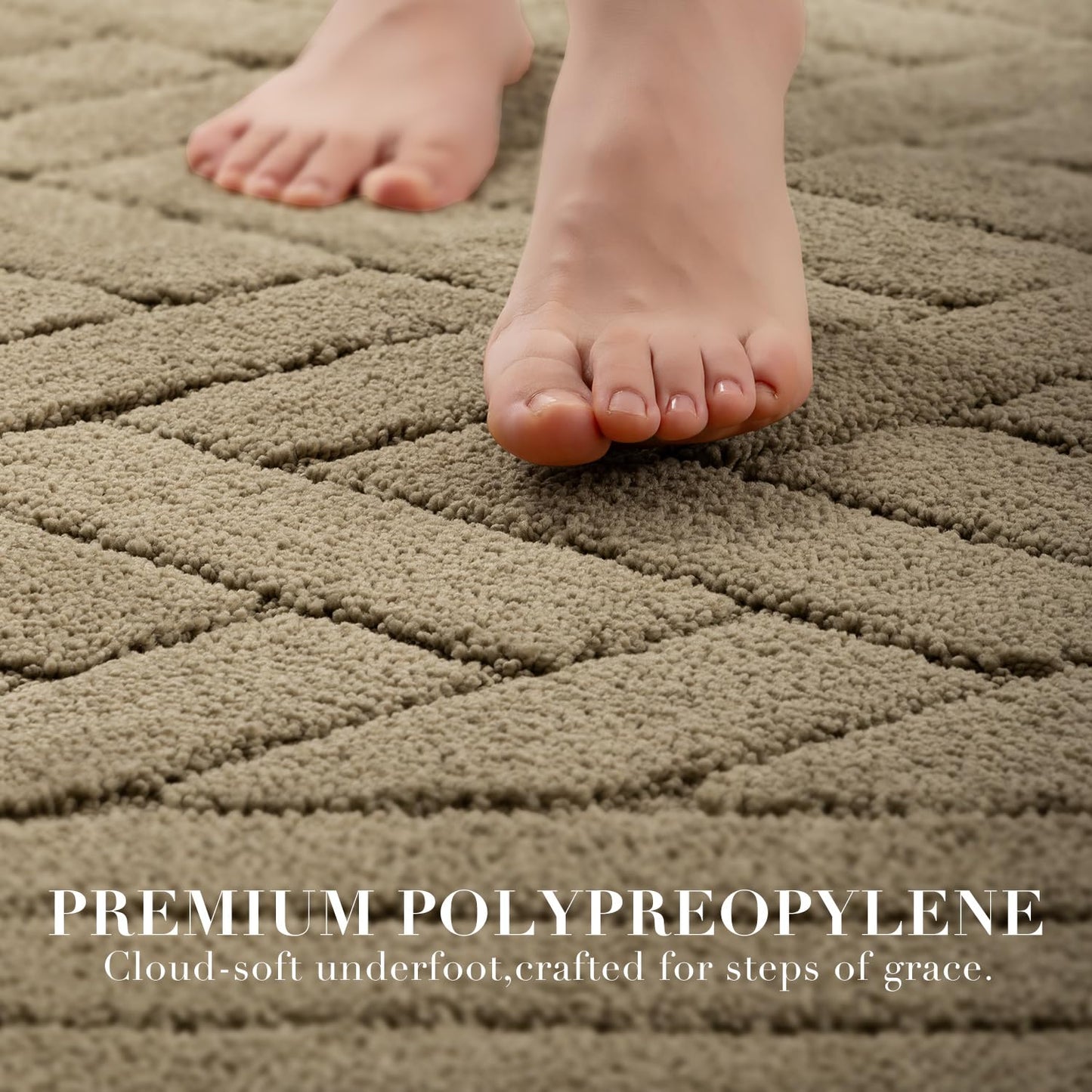 Kitchen Runner Rugs,20"x48" Non Slip Kitchen Mats for Floor-Thick Stain Resistant Kitchen Floor Mat Runner Carpet for Hallways Entryway Laundry Room Washable(Khaki)