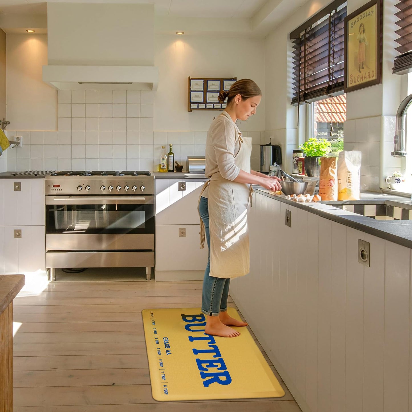MSJGA Butter Rug Kitchen Rugs for Floor Cushioned Anti-Fatigue Mat 17.3"x28" Non-Slip Standing Desk Mat Comfort Floor Mats for House Sink Office Laundry