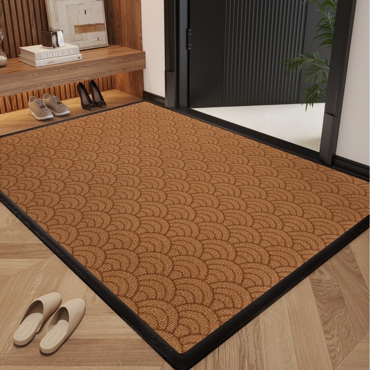 SINOPED Front Door Doormat, Outdoor Indoor Rug, Rubber Shoe Mat - XY (Grey,30''x17'')