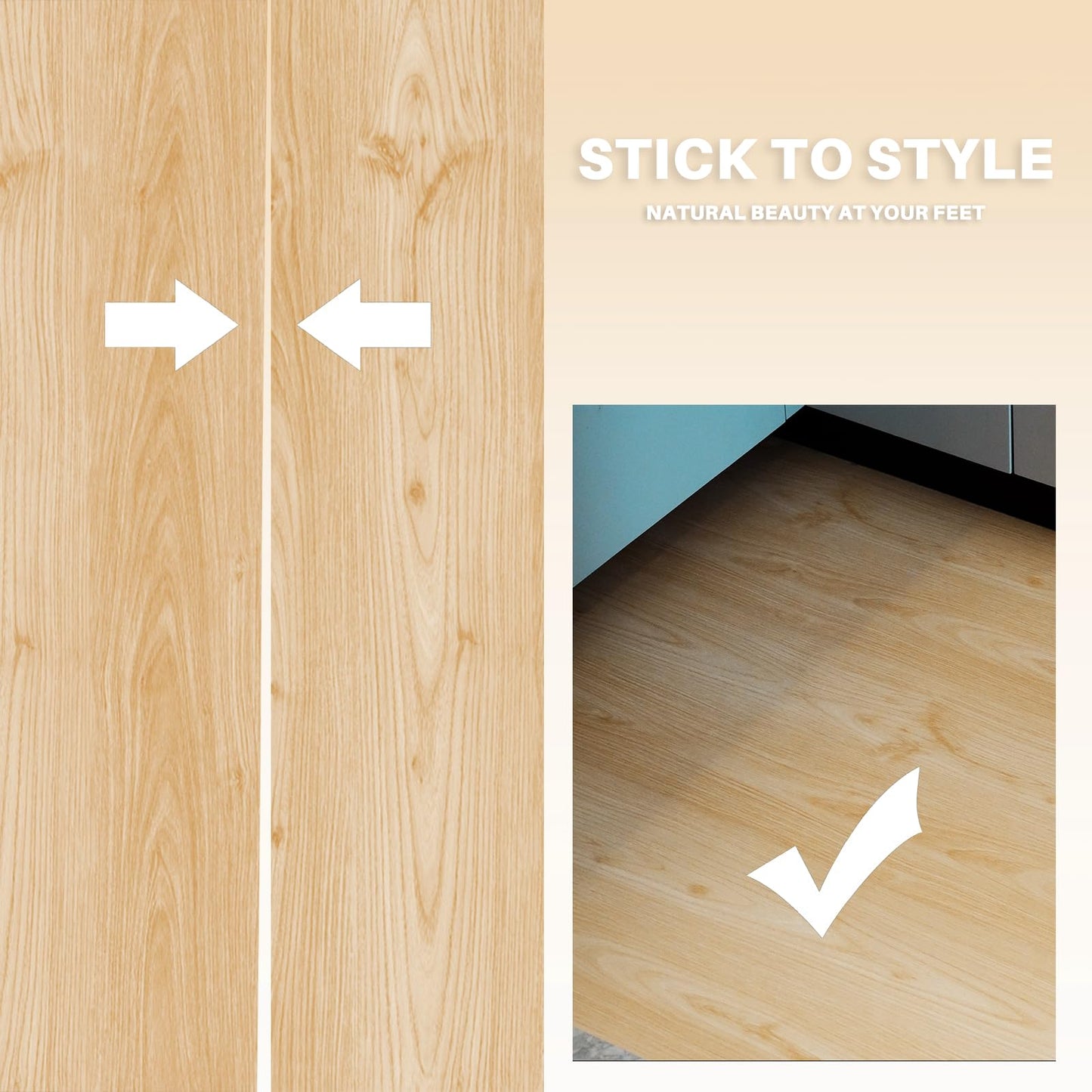auxua Wood Grain Peel and Stick Floor Tiles – 11.8” Width, Full Roll Length of 118" – Versatile Design for Any Space, Yellow Self Adhesive Vinyl Flooring, Waterproof and Non-Slip Features