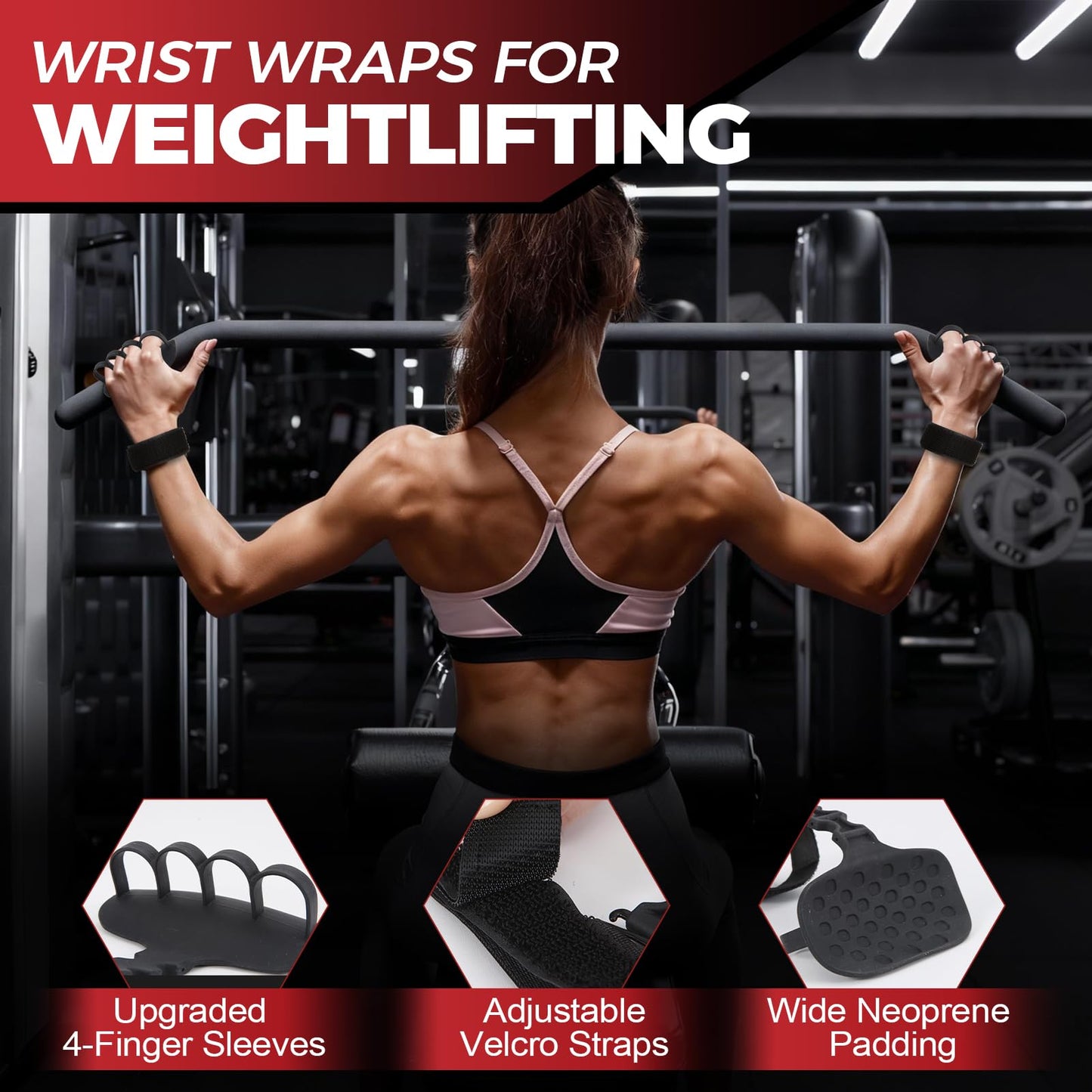 Weight Lifting Straps, Wrist Straps for Weightlifting Enhanced Grip Wrist Wraps for Weightlifting Deadlift Pull Up Workout Gym Hand Grips Weight Grips for Women&Men Rypt Grip