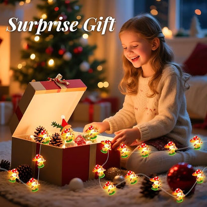 Mushrooms Decor String Lights, 16 ft 50 LED Battery Operated Fairy Lights Cute Mushroom Lamp for Bedroom Indoor Outdoor Lawns Garden Holiday Party Decorations (1 Pack)