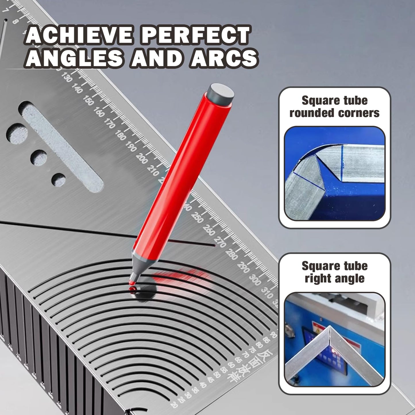 Xanadued 3 Pack Metal Marking Tool, Regla Giratoria Para Perfiles Metalicos, Precision Flex Angle and Arc Marker, Angle & Arc Marking Tool, Square Steel Pipe Bend Marking Tool