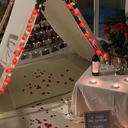 Red Heart String Lights,8.5Ft Valentines Day String Light with 10 Pack Red 3D Heart Lights,Heart Valentines Lights for Propose Wedding Anniversary Valentines Mother's Day Decor