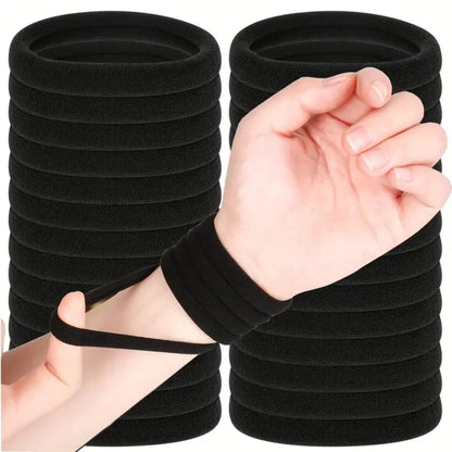 100PCS Elastic Hair Accessories - Seamless Cotton Hair Bands, Soft Ponytail Holders for Thick/Thin Hair, No Damage Elastics for Women (Black)